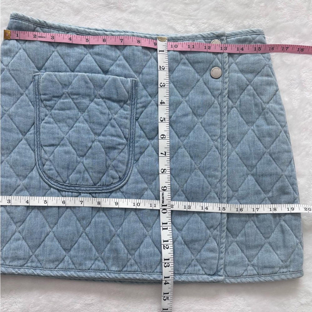 BLANK NYC Skirt Quilted Wrap Denim Blue Mini Skirt—NWT—28 - Picture 13 of 13